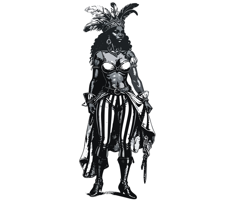 Black and white Pirate Queen icon for the Calypso Suite at Gaspar's Luxury Estate in Tampa.